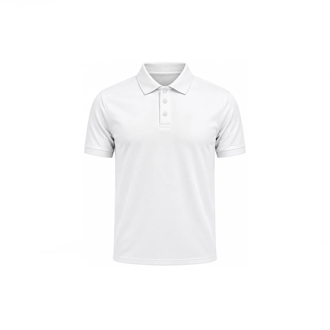 White Dryfit Polo Polycotton